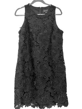 J.Crew Collection Black Floral Lace Shift Dress Sleeveless Cocktail Party 10